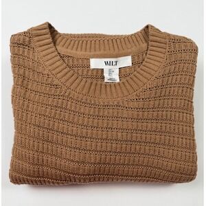 Wilt Sweater Mens Large Brown NEW Cotton Textured Crewneck Long Sleeve